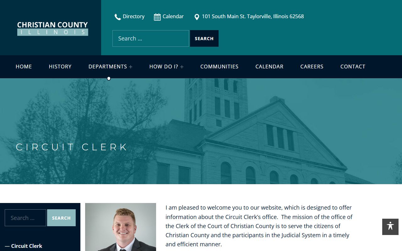 Christian County Circuit Clerk office website showing court records information