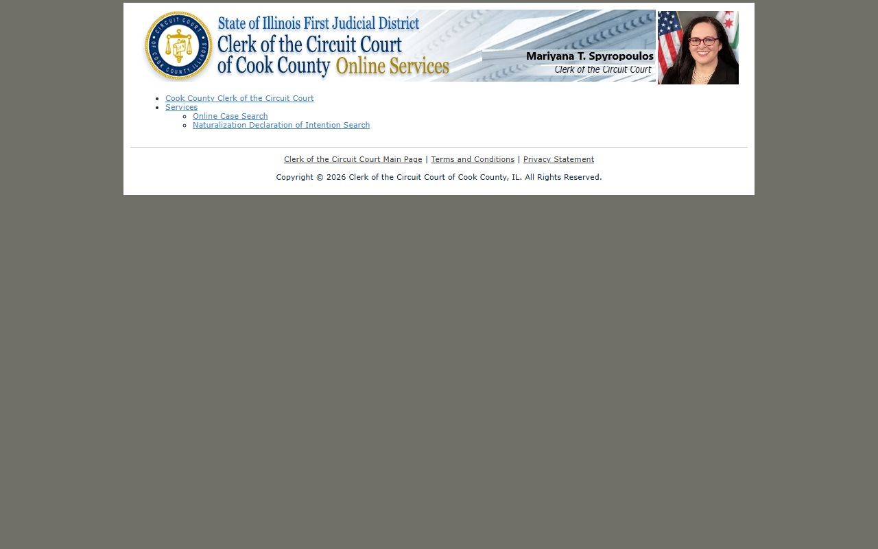 Cook County online services portal for fines and e-filing