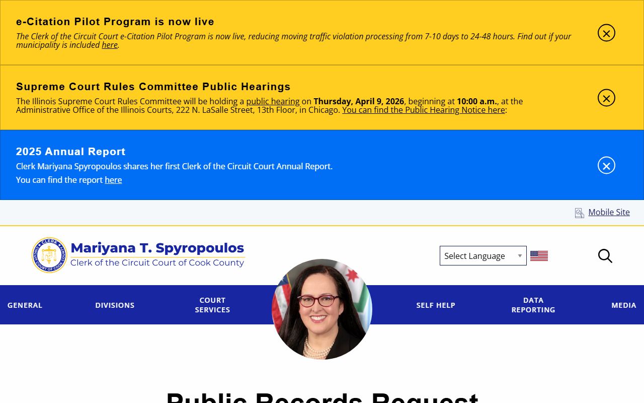 Cook County public records request and certified copies