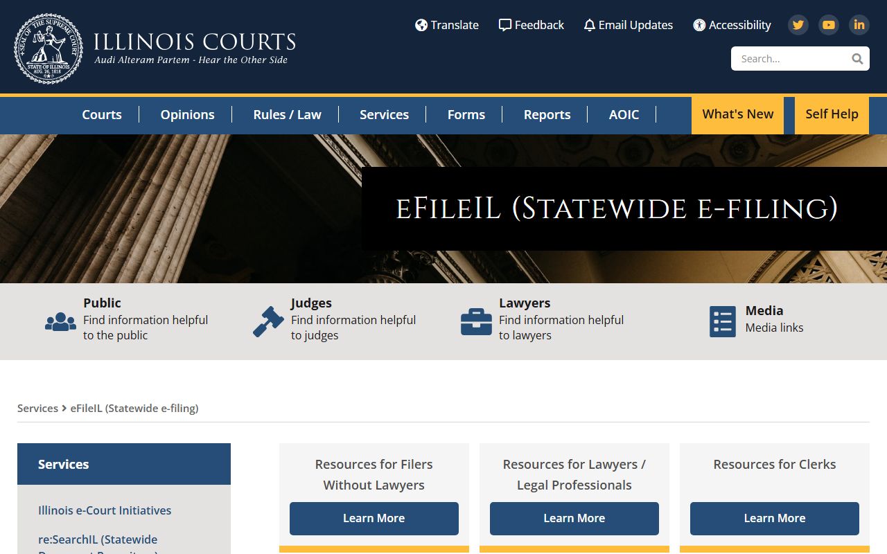 eFileIL statewide electronic filing system for Illinois court records